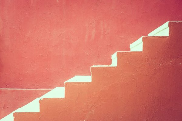 Red concrete staircase - vintage effect processing